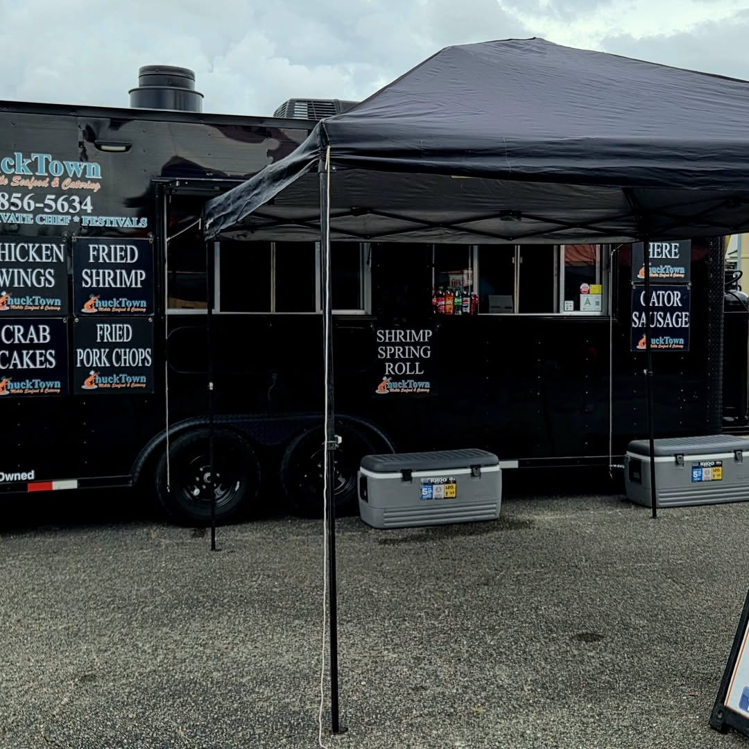 ChuckTown Mobile Seafood set up at an event with service tent